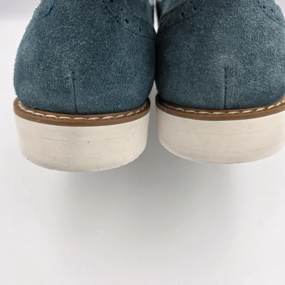 Stacy Adams Wingtips Suede Teal Green & Ivory Lace Up Oxfords Men's 8.5 Shoes